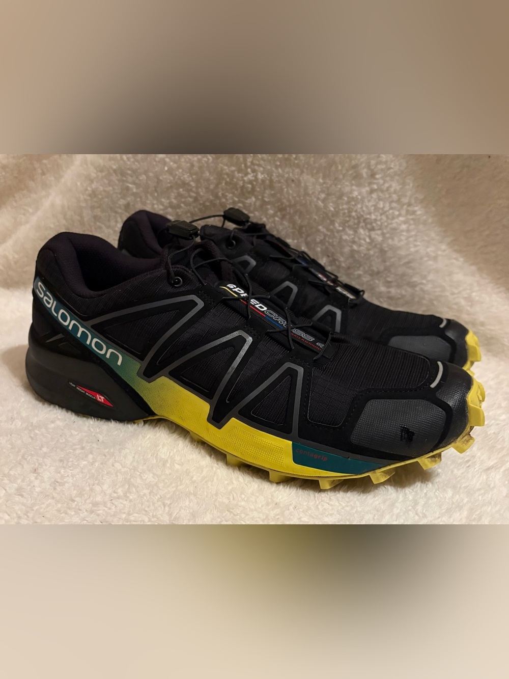 Salomon Speedcross 4 Shoes Mens Size 11 Black Yellow Trail Running Sneakers